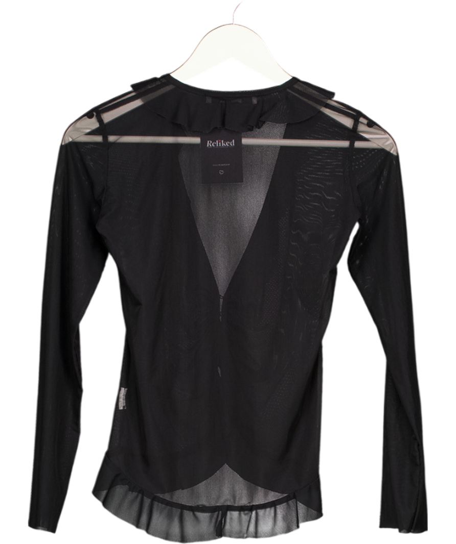 GIMAGUAS Black Sheer Frill Top UK S