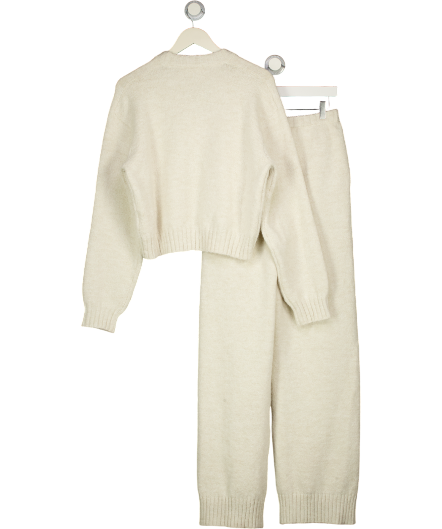 THE COUTURE CLUB 2-piece Cream Knitted Lounge Set With Embroidered Logo UK S