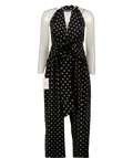 MISS CIRCLE NEW YORK Black Oriana Polka Dot Halter Jumpsuit UK S
