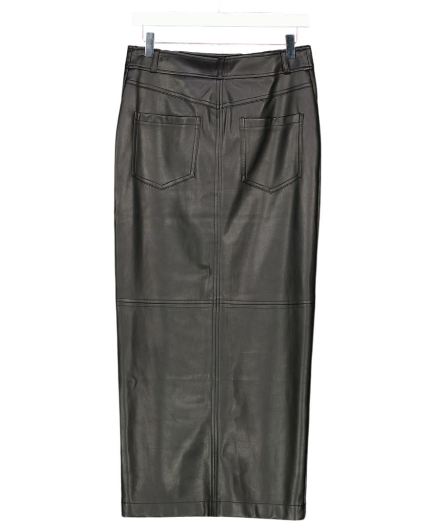 River Island Black Faux Leather Midi Skirt UK 10
