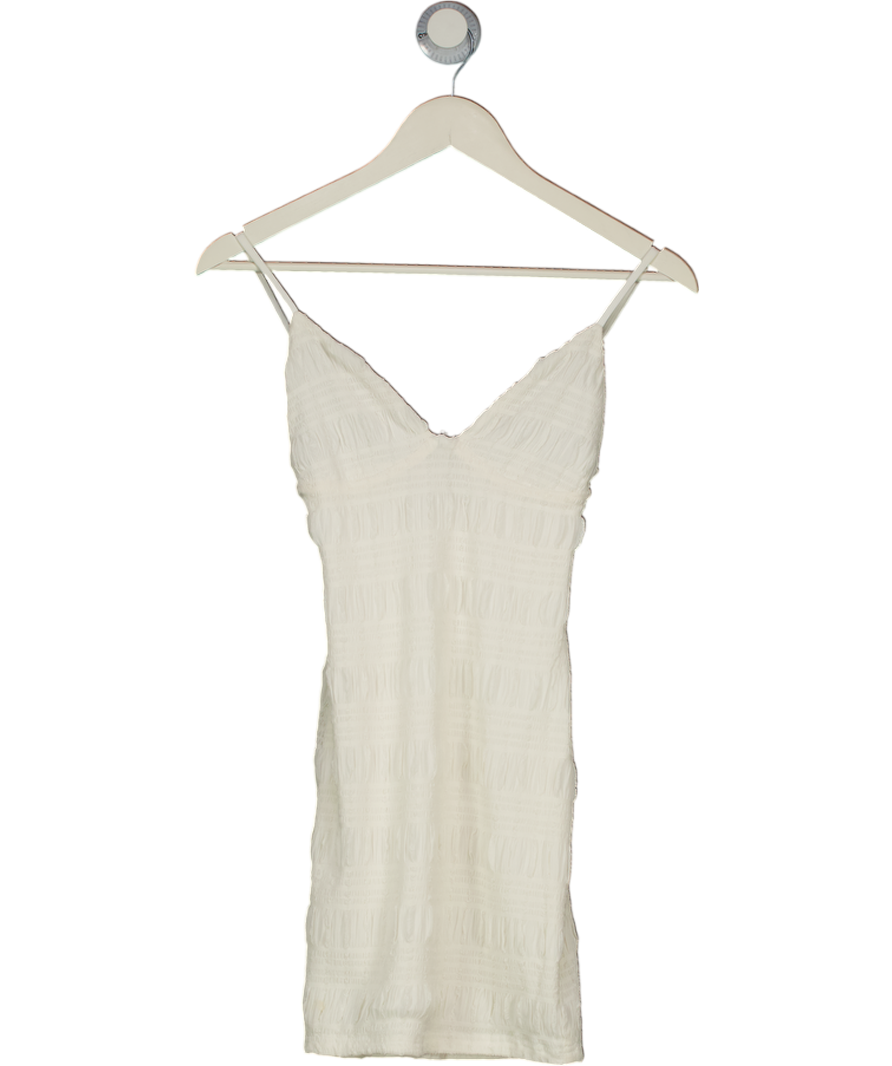 WHITE FOX White Textured Mini Dress UK XS