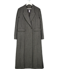 Karen Millen Black Brushed Wool Pinstripe Oversized Double Breasted Tailored Maxi Coat UK 16