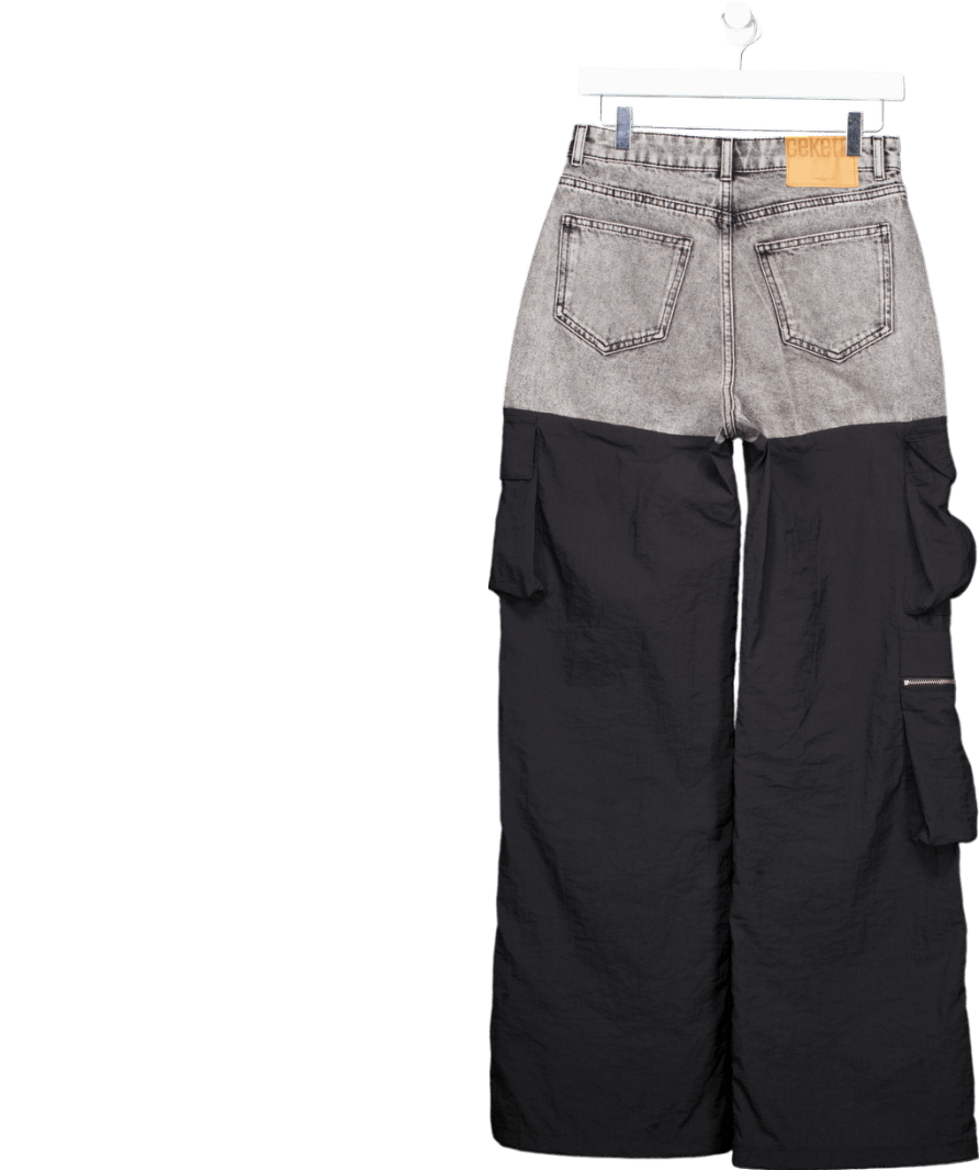 Cekette Black Denim Top Cargo Trousers W25 - Reliked