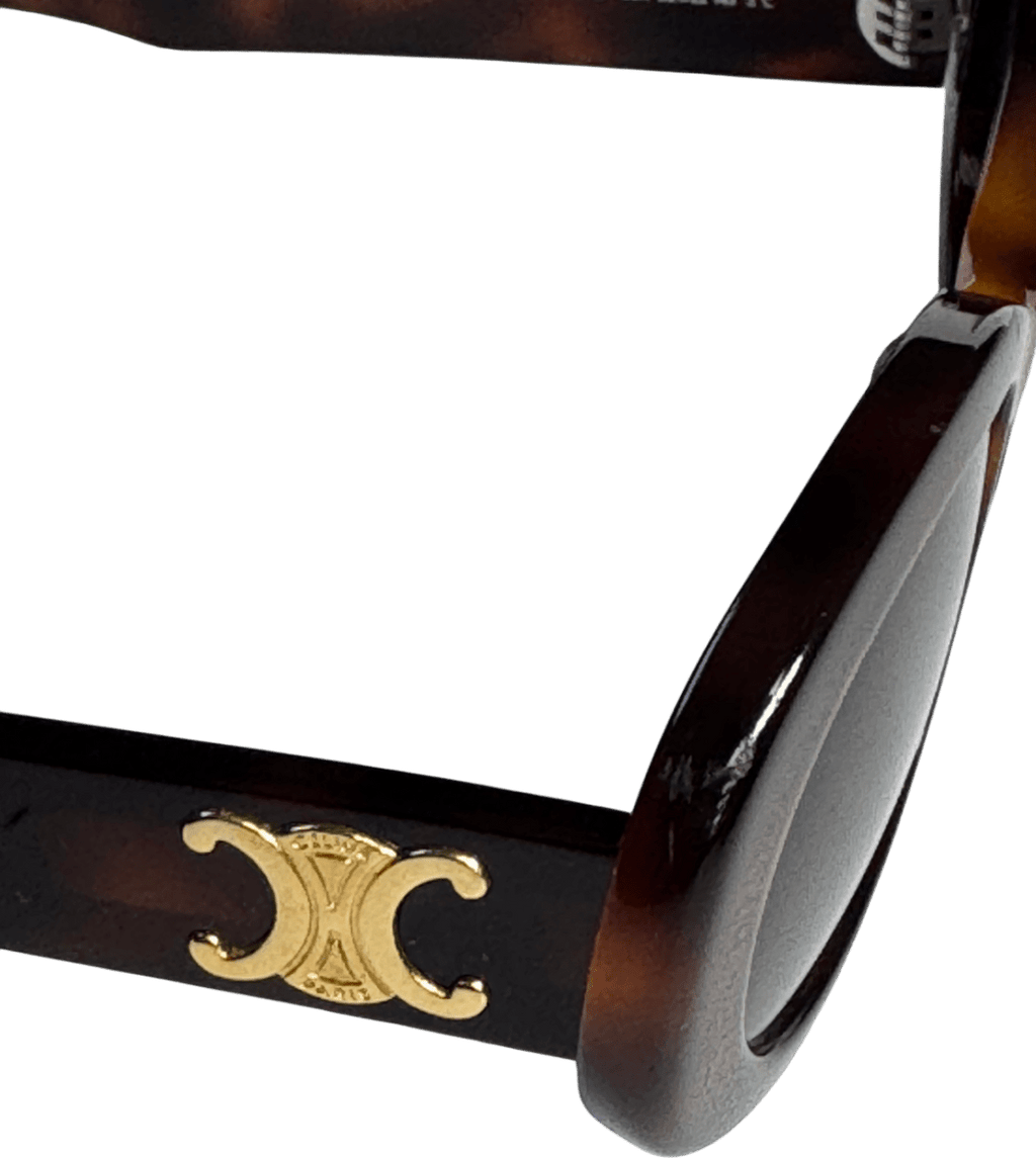 Celine Brown Tortoise / Gold Triomphe Oval - frame Acetate Sunglasses In Case & Box - Reliked