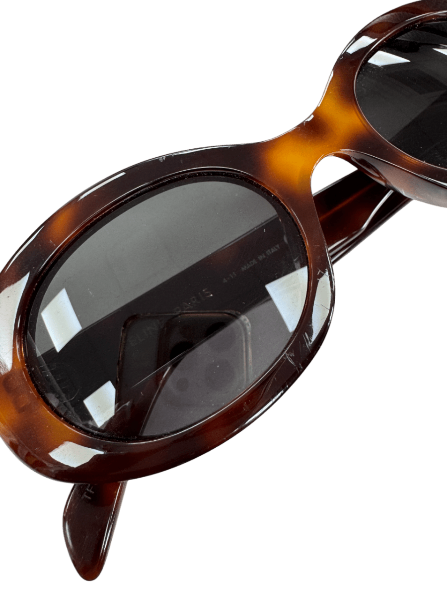 Celine Brown Tortoise / Gold Triomphe Oval - frame Acetate Sunglasses In Case & Box - Reliked