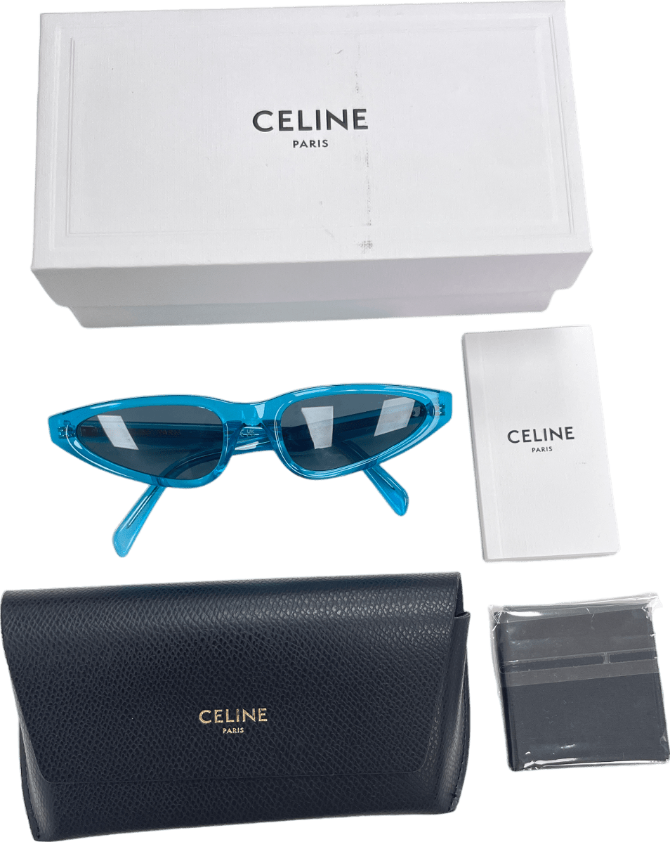 Celine Eyewear Blue Cat - eye Sunglasses In Case & Box - Reliked