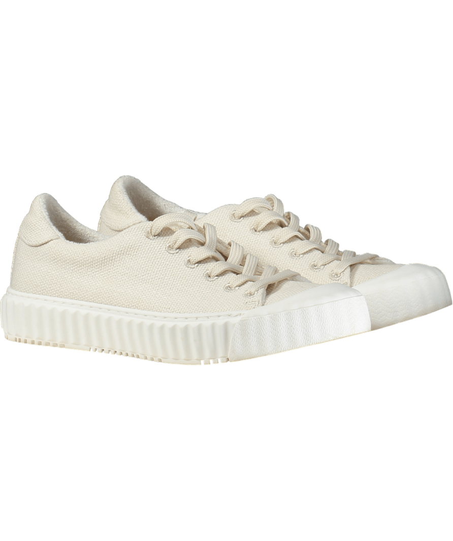 Celtic & Co Cream Lace Up Recycled Canvas Low Top Trainers UK 6 EU 39 👠 - Reliked