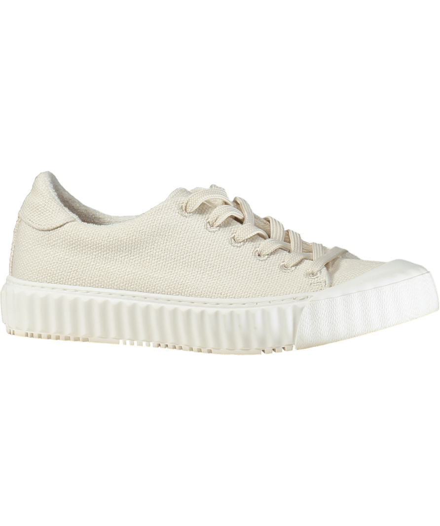 Celtic & Co Cream Lace Up Recycled Canvas Low Top Trainers UK 6 EU 39 👠 - Reliked