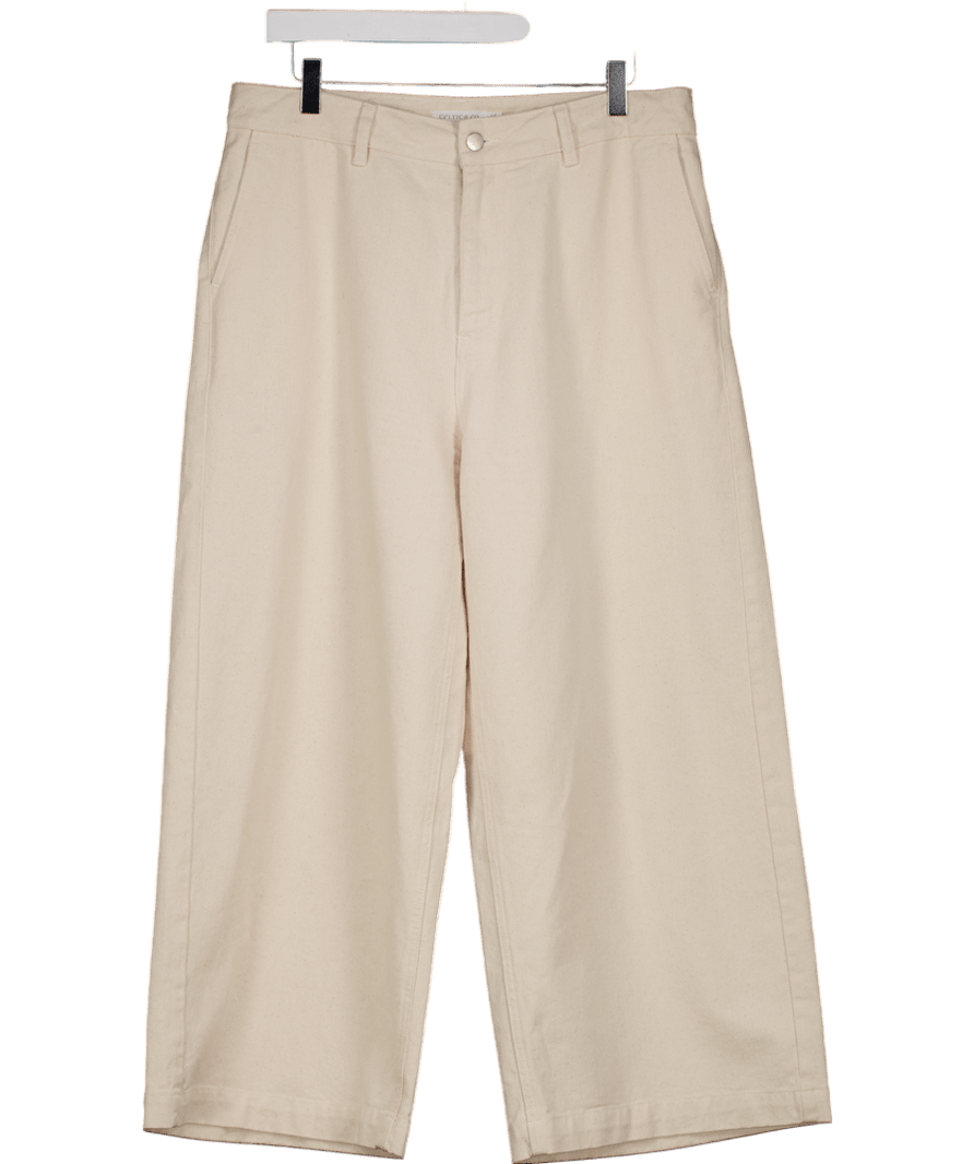 Celtic & Co Cream Wide Leg Cropped Jeans UK 12 - Reliked
