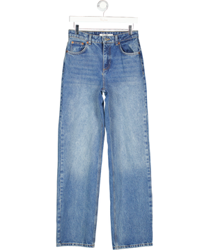 NA-KD Blue Straight Mid Waist Jeans UK 8