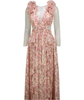 AlB Anne Louie Boutique Cream / Pink Cassini Cut Out Floral Maxi Dress UK 8