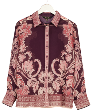 lipsy london Purple Chiffon Long Sleeve Button Through Blouse UK 10