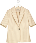 MINT VELVET Beige Pinstripe Short Sleeve Blazer UK 10
