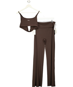 TALA Brown 2-piece Dayflex Sports Bra & Fold-Over Flared Leggings Set  UK XL