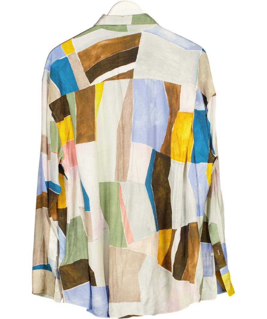 GANT Multicoloured Colour-blocked Spread Collar Long Sleeve Shirt UK M