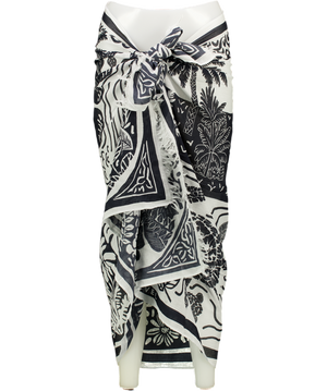 Sea level White Jungle Lino Long Sarong One Size