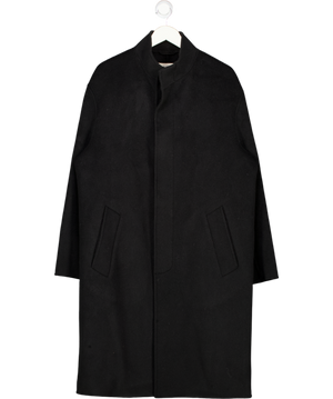 ZARA Origins Black 100% Wool Funnel Neck Coat UK M