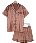 Lovasy Pink Classic Satin Shorts Pyjama Set UK M