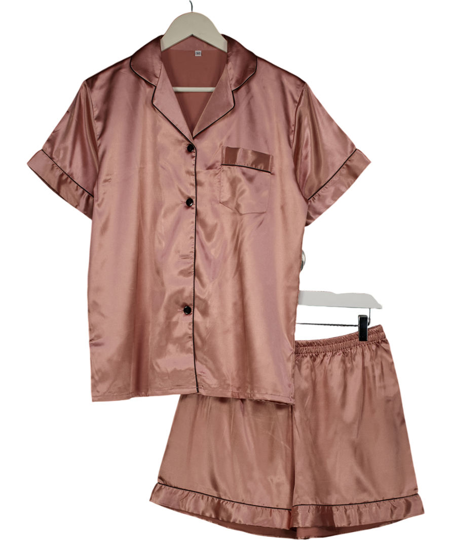 Lovasy Pink Classic Satin Shorts Pyjama Set UK M