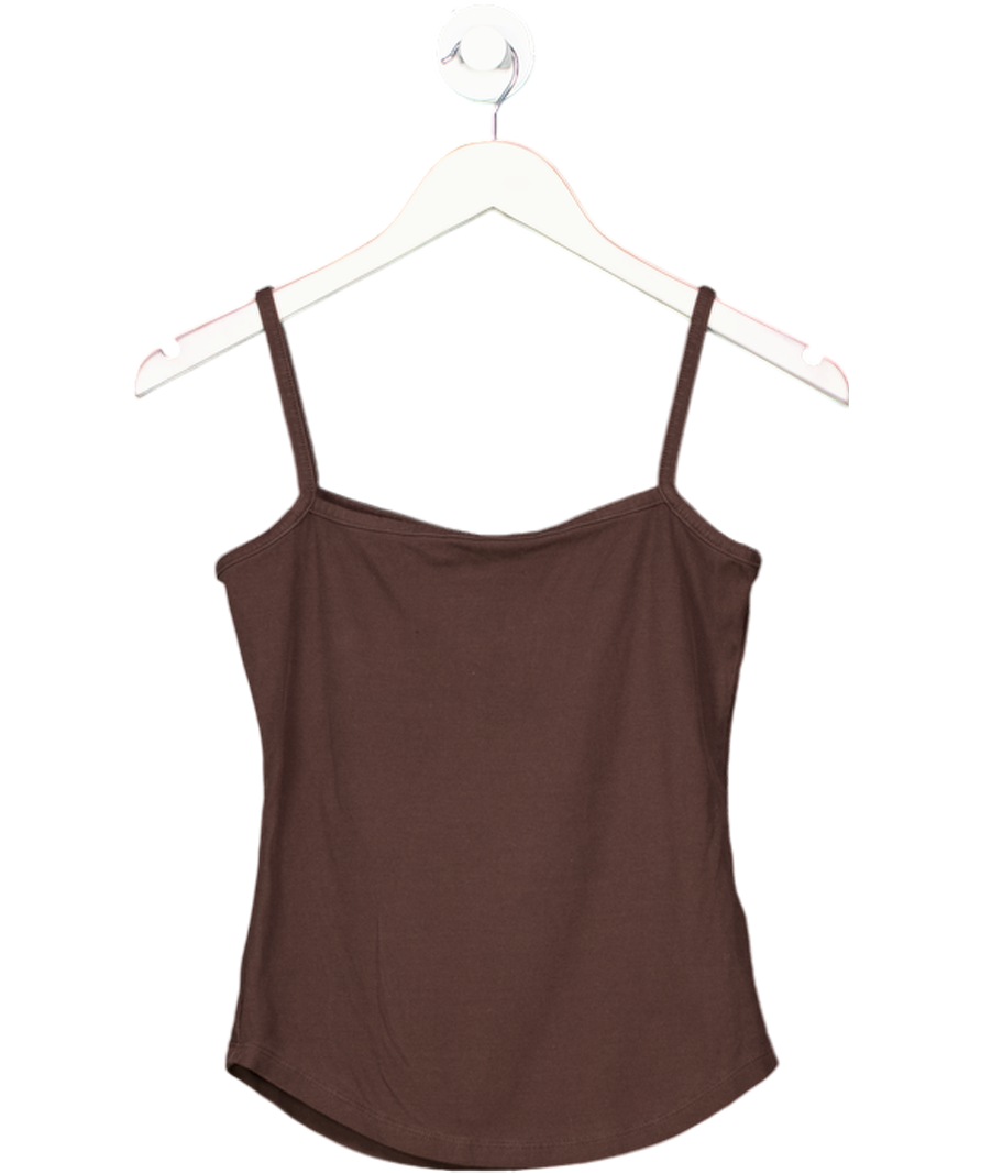 & Other Stories Brown Ribbed Crop Top UK S