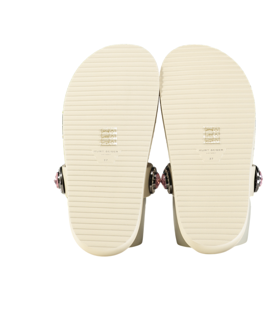 Kurt Geiger Cream Orson Crystal Sandals UK 4 EU 37 👠