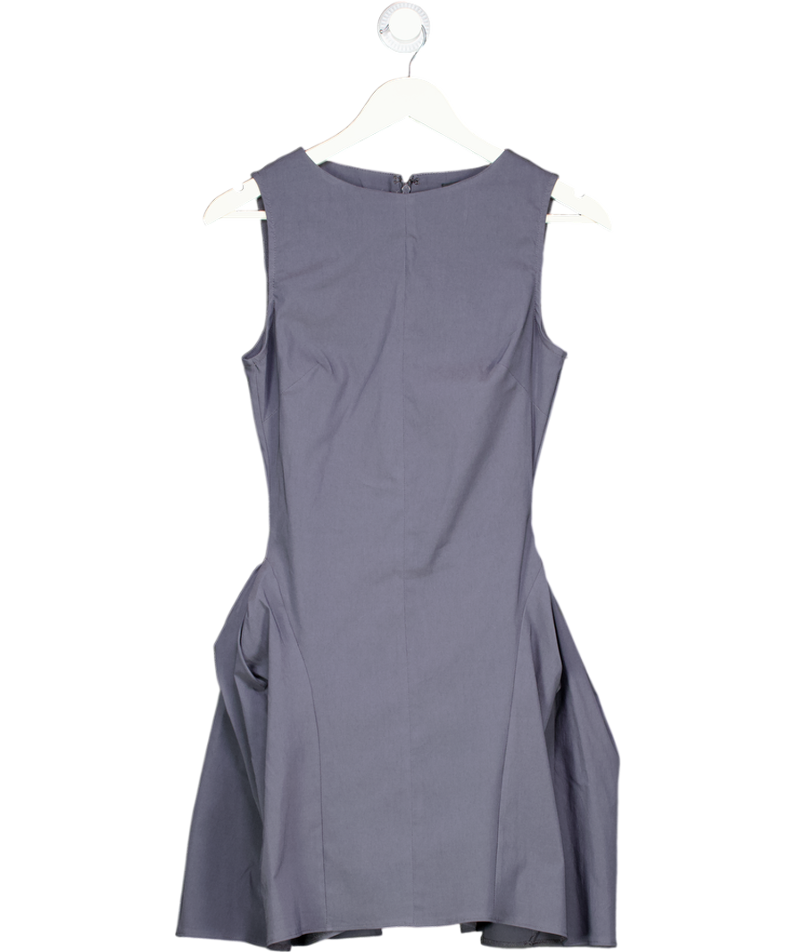 ASOS Grey Bengaline High Neck Pleated Hip Detail Mini Dress UK 8
