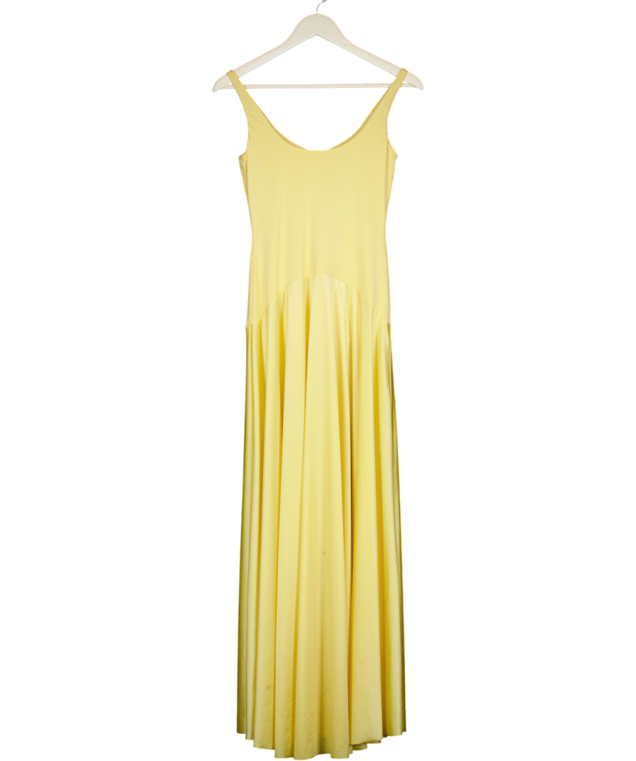 RARE LONDON Atin Scoop Neck Dropped Waist Maxi Dress In Butter Yellow UK 6