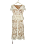 SELF PORTRAIT Cream Lace Peplum Midi Dress Us10 UK 14