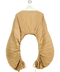 CULT GAIA Mala Pleated Satin Top In Light Camel Beige UK S