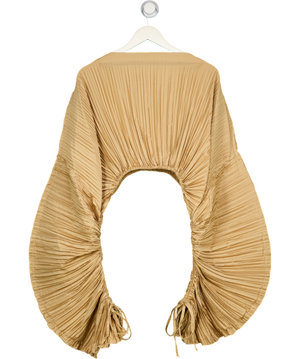 CULT GAIA Mala Pleated Satin Top In Light Camel Beige UK S