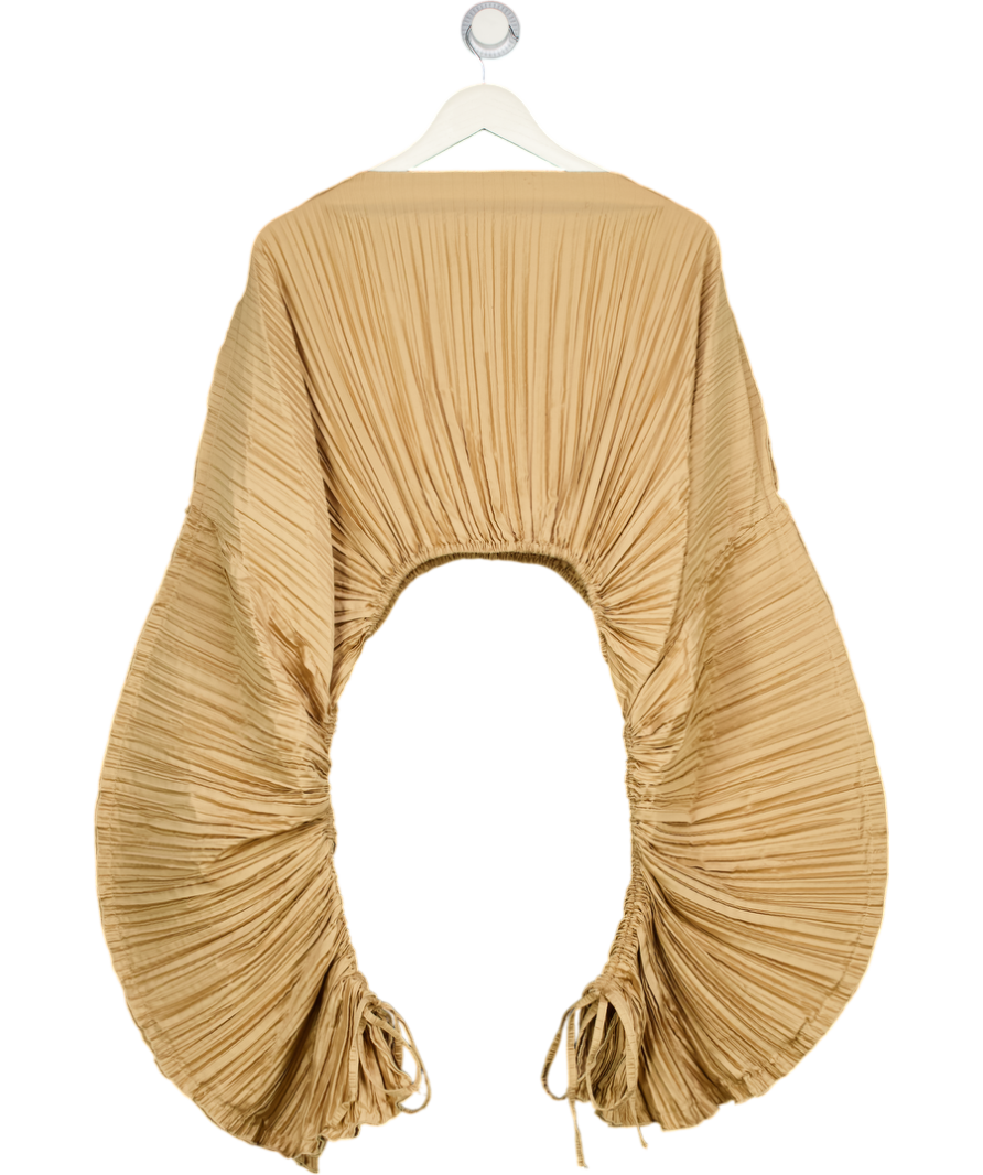CULT GAIA Mala Pleated Satin Top In Light Camel Beige UK S