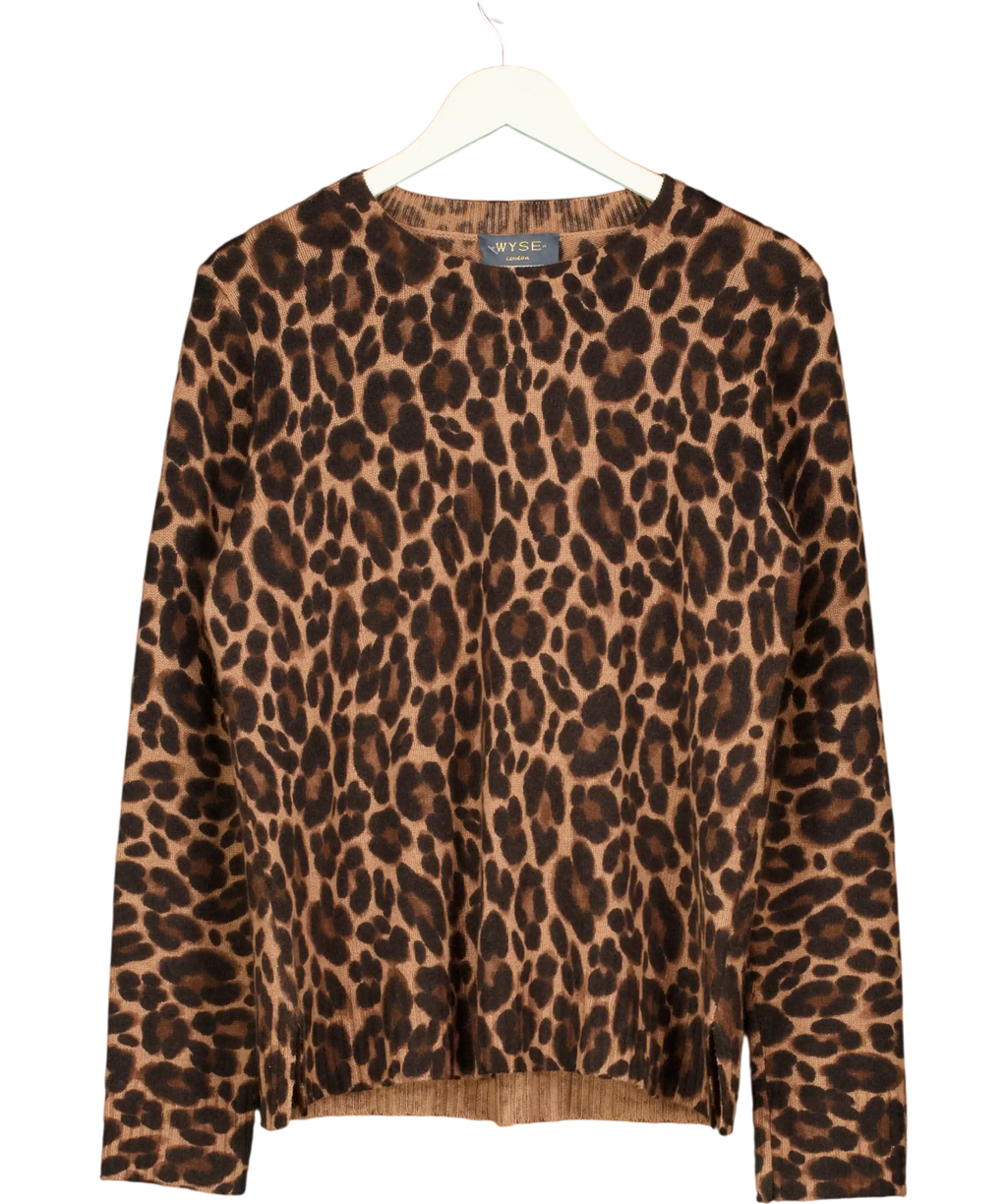 WYSE LONDON Brown Wool / Cashmere Blend Crew Neck Jumper UK M