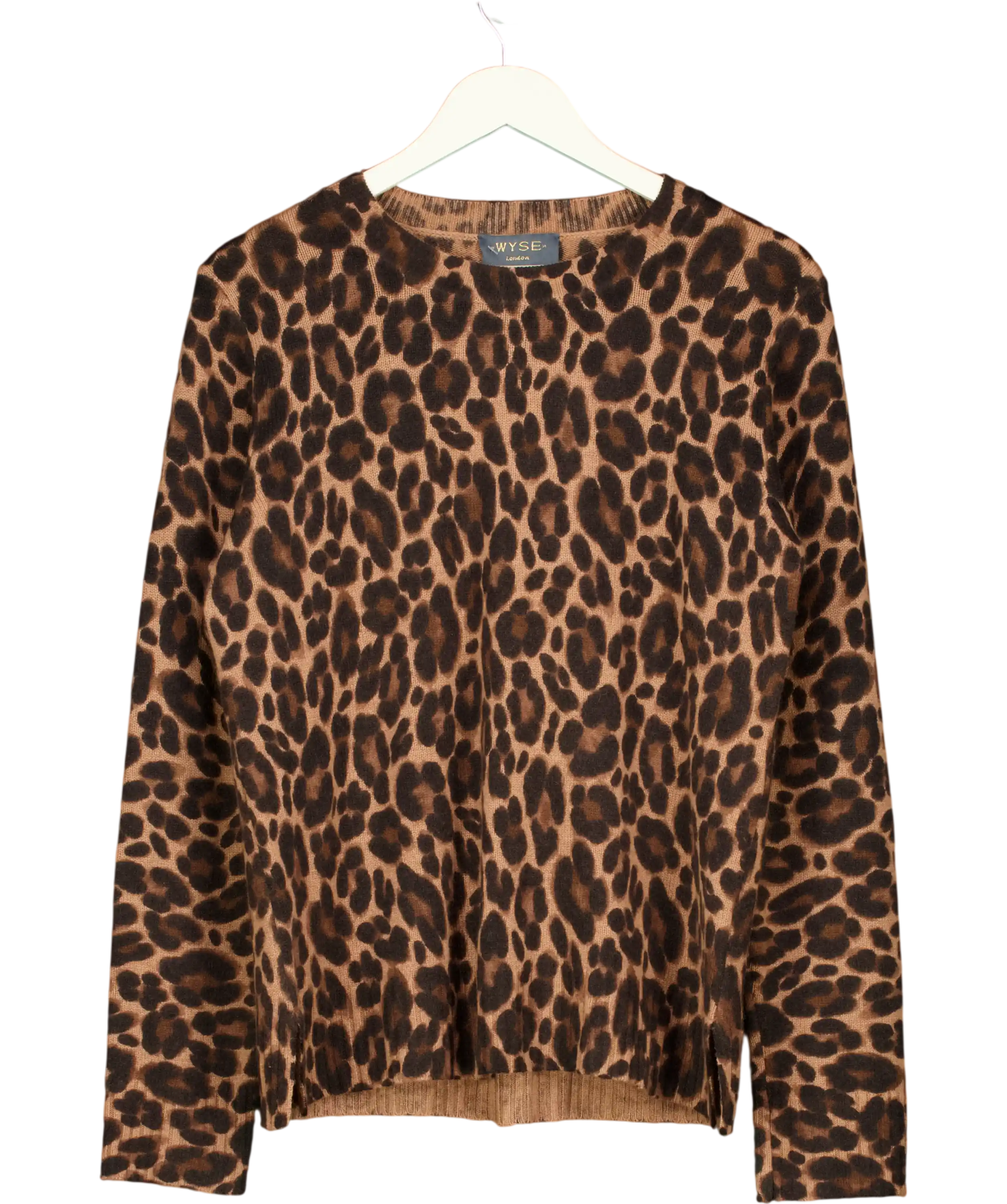 WYSE LONDON Brown Wool / Cashmere Blend Crew Neck Jumper UK M