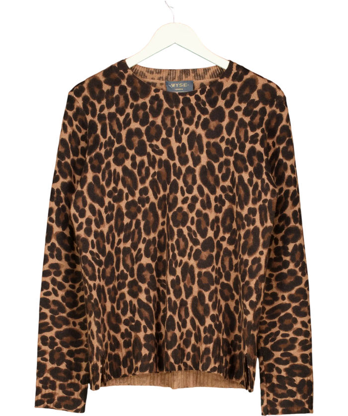 WYSE LONDON Brown Wool / Cashmere Blend Crew Neck Jumper UK M