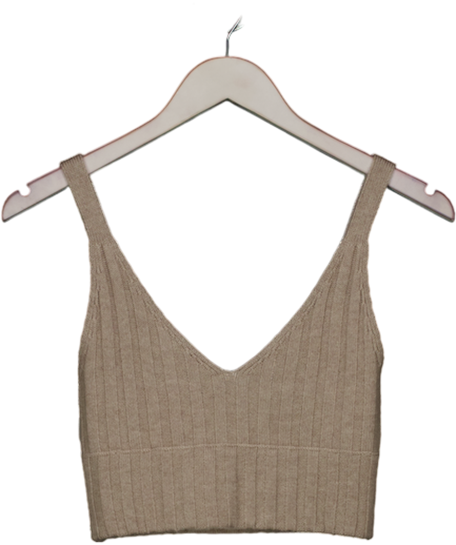almada label Beige Cashmere / Merino Wool Supersoft Bev Bralet Top UK S