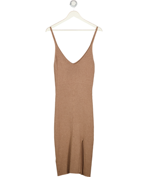 Abercrombie & Fitch Brown Rib Knit V-neck Midi Dress UK M
