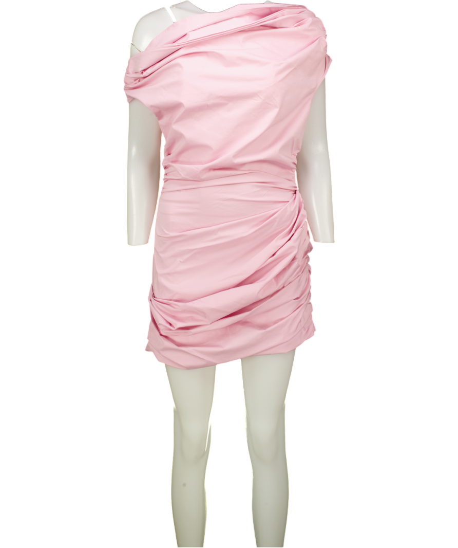 MAGDA BUTRYM Pink Draped Stretch Cotton Jersey Mini Dress UK 10