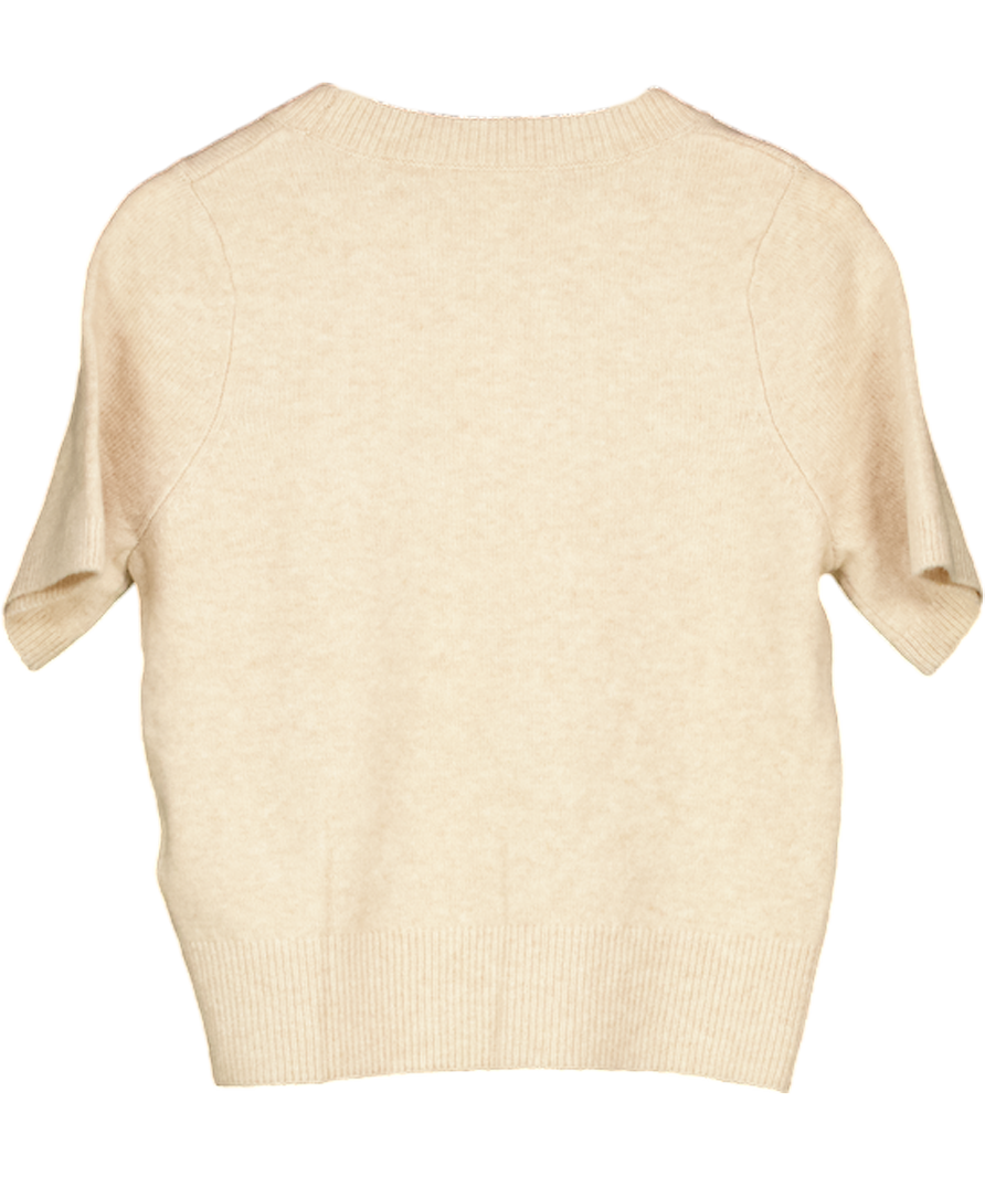 FOREVER NEW Beige Short Sleeve Knitted T-shirt Oatmilk UK S