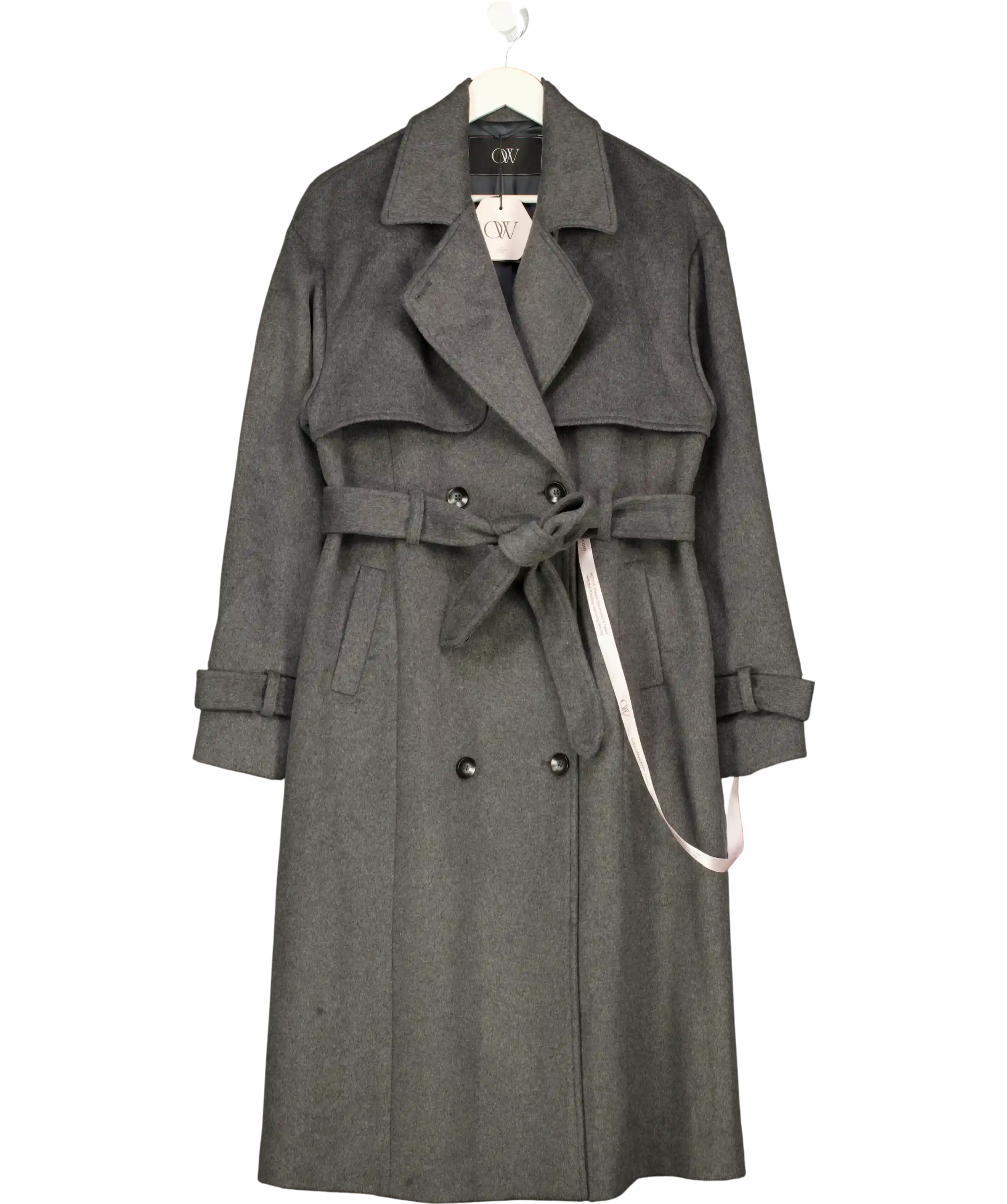 OW COLLECTION Matilda Grey Belted Wool Overcoat UK 12