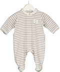 Cyrillus Grey Pinstripe Velour Babygrow Peter Pan Collar 0-3 Months