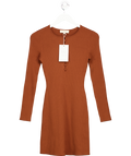 Sezane Brown Merino Wool Ribbed Merine Dress - Mahogany UK S