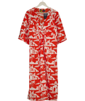 FILK Orange Orange & White Cotton Printed Kimono Dress One Size