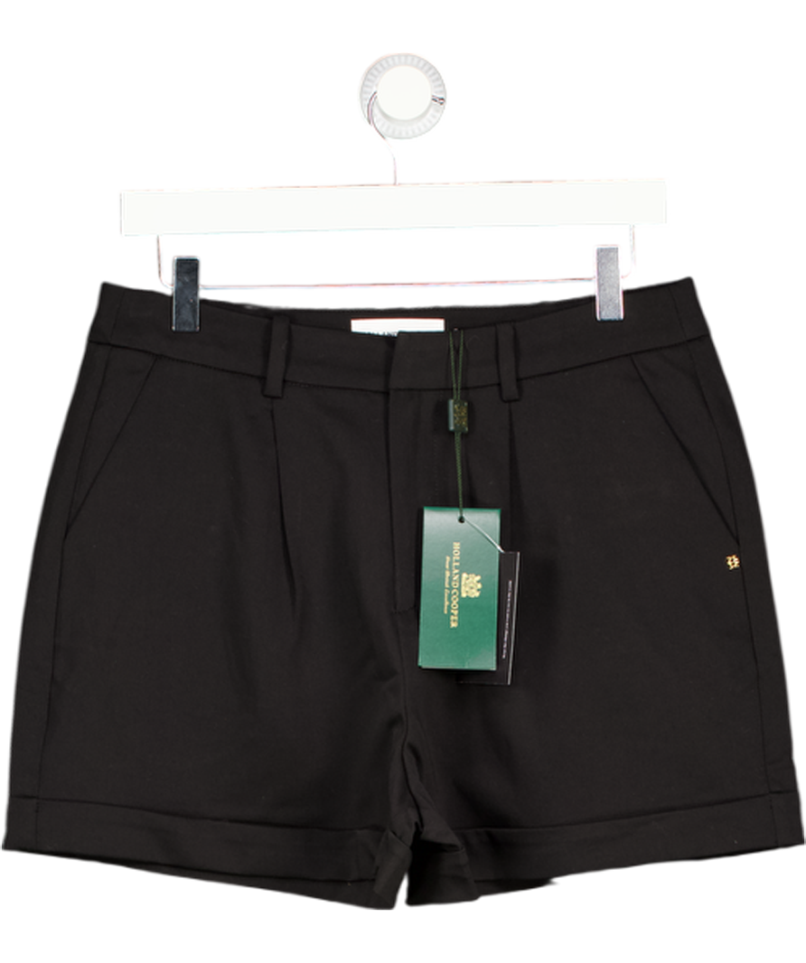 HOLLAND COOPER Pleated Wide Leg Short Black With Gold Hc Logo Embellishment UK 12