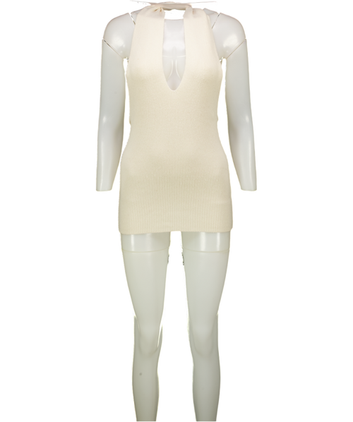 ALMADA LABEL Cream Isabelle Merino Wool & Cashmere Wrap Top UK M