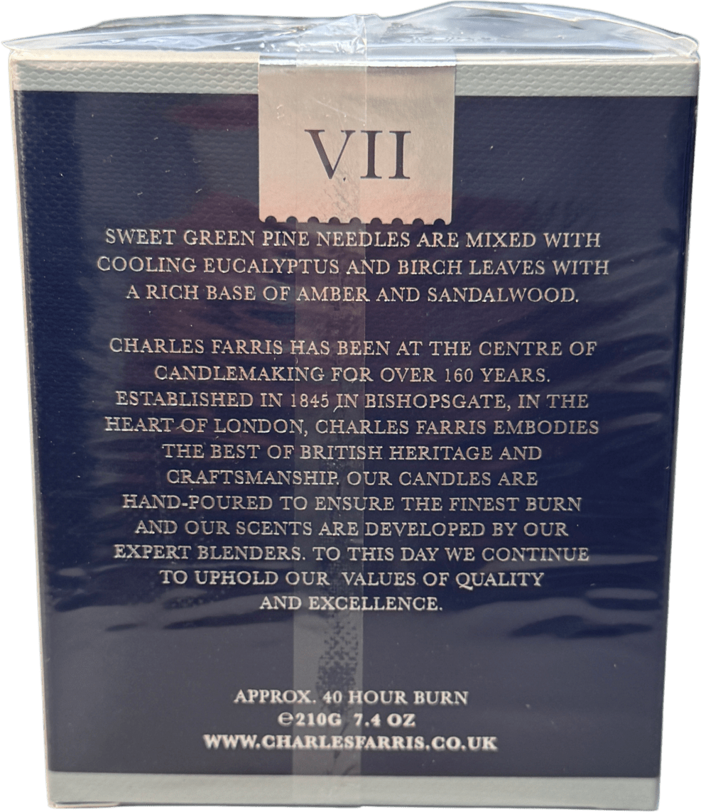 Charles Farris Pinetum, No. Vii Candle - Pine, Fir, Balsam & Cinnamon 210g - Reliked
