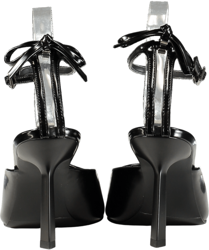 Charles & Keith Black Bow Ankle - strap Pointed - toe Stiletto Pumps UK 6 EU 39 👠 - Reliked