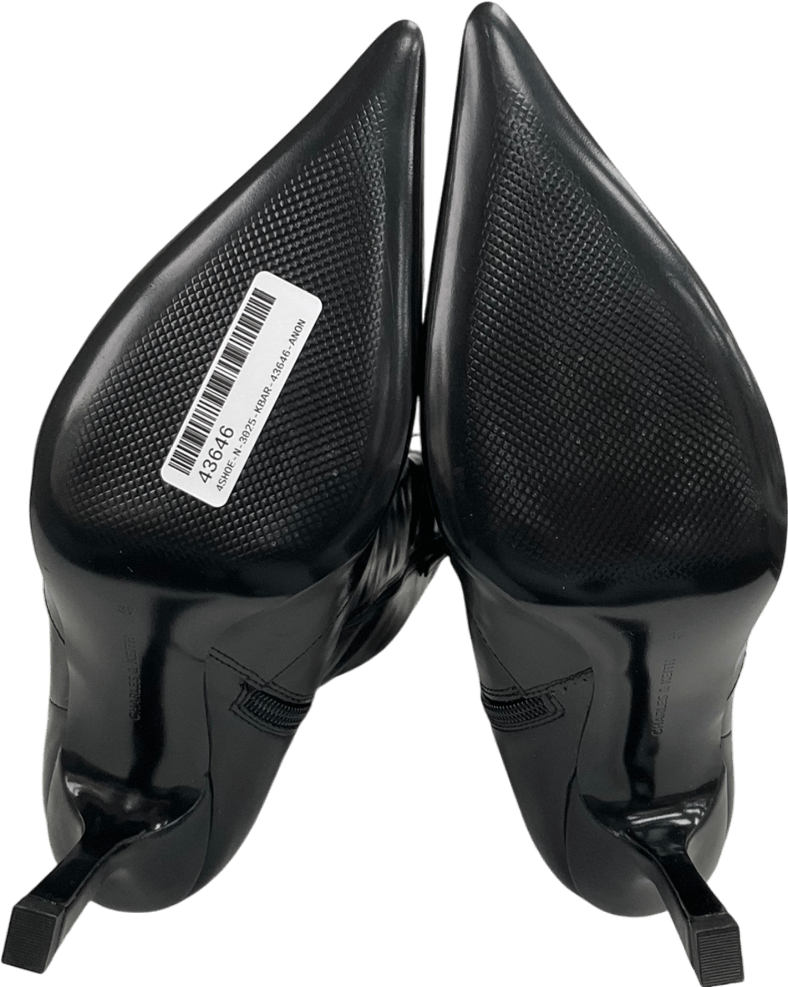 Charles & Keith Black Lace - up Pointed - toe Knee - high Boots UK 6 EU 39 👠 - Reliked