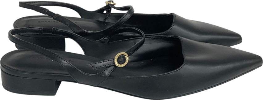 Charles & Keith Black Roxane Slingback Mary Jane Flats UK 8 EU 41 👠 - Reliked