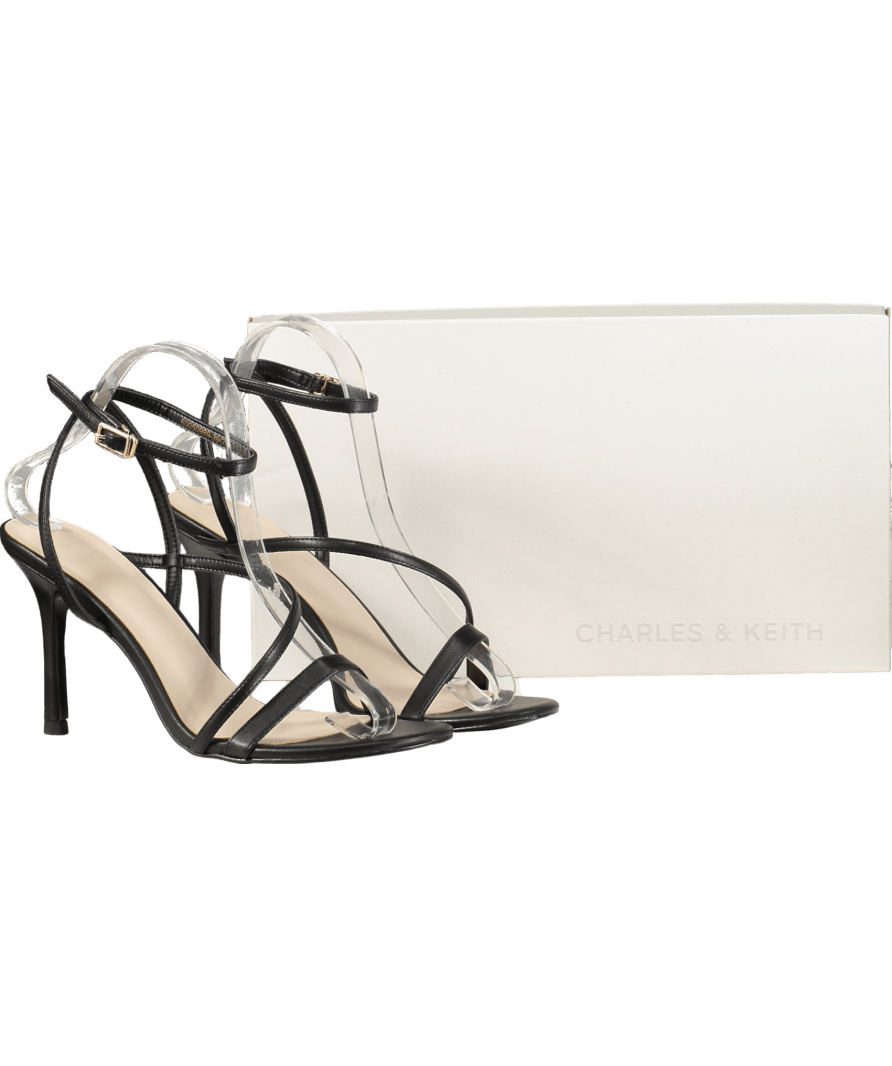 Charles & Keith Black Strappy Heeled Sandals UK 6 EU 39 👠 - Reliked