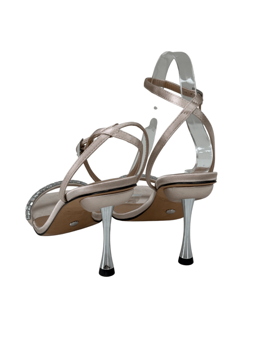 Charles & Keith Collection Nude Satin Crystal - embellished Stiletto - heel Sandals UK 4 EU 37 👠 - Reliked